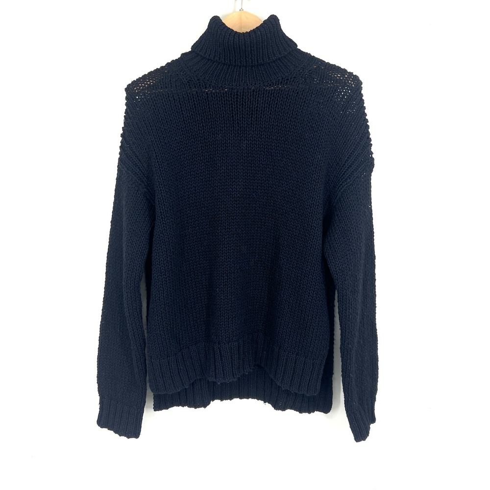 A.L.C. Navy Blue Chunky Knit Turtleneck Sweater‎ Womens Size M Loose Long Sleeve